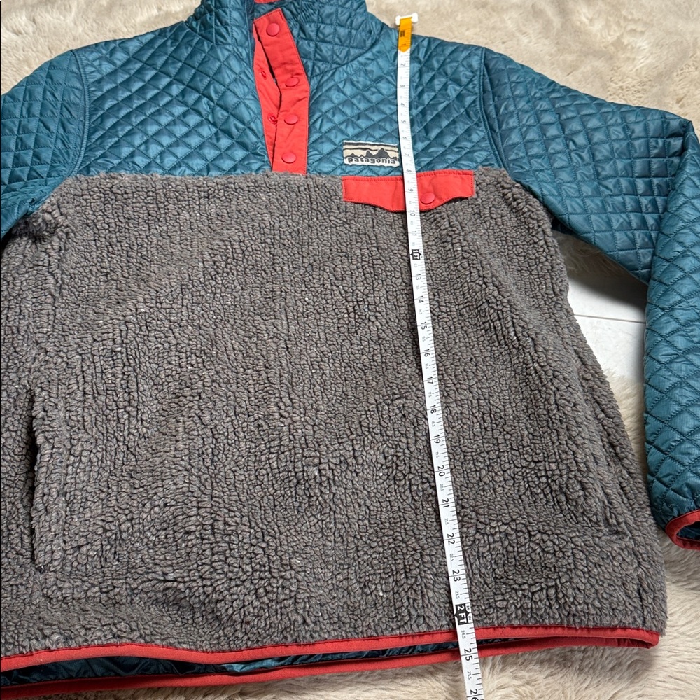 Patagonia Mixed Snap T Pullover Sweater Jacket Teal Grey Orange Quilted Small - Picture 10 of 12